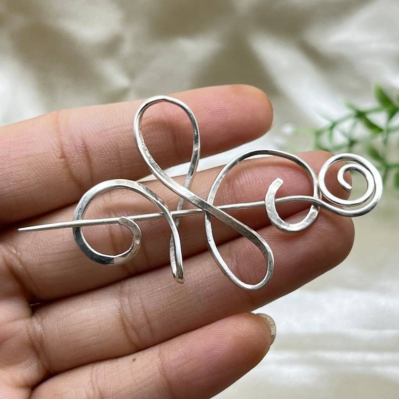 925 Sterling Silver Brooches, Vintage Silver Brooches, Silver Hair Stick Pin,Handmade Celtic Scarf pin ,Boho Silver Scarf Brooch Gifts image 4