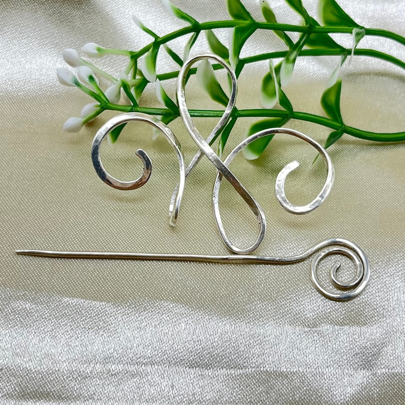 925 Sterling Silver Brooches, Vintage Silver Brooches, Silver Hair Stick Pin,Handmade Celtic Scarf pin ,Boho Silver Scarf Brooch Gifts image 9