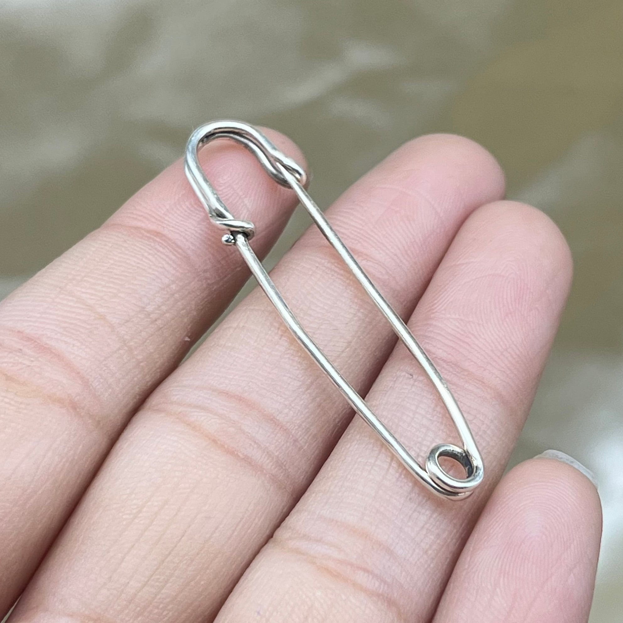 925 Sterling Silver Safety Pin Brooch, Simple Safety Silver Pin