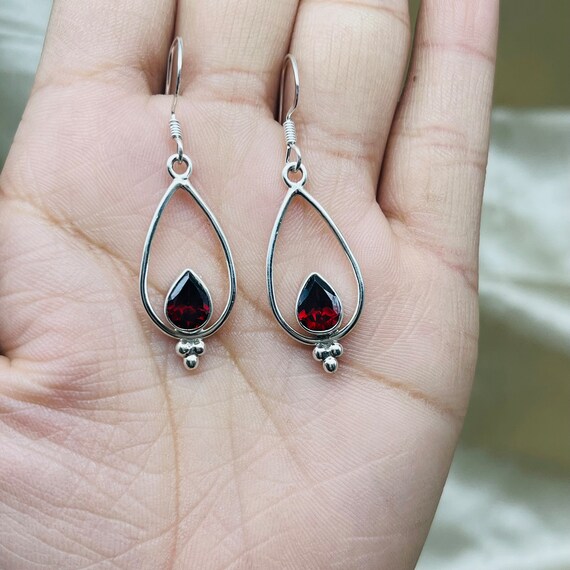 Red Rain Garnet and Sterling Silver Earrings 3 Red Rain Garnet and Sterling Silver Earrings 3