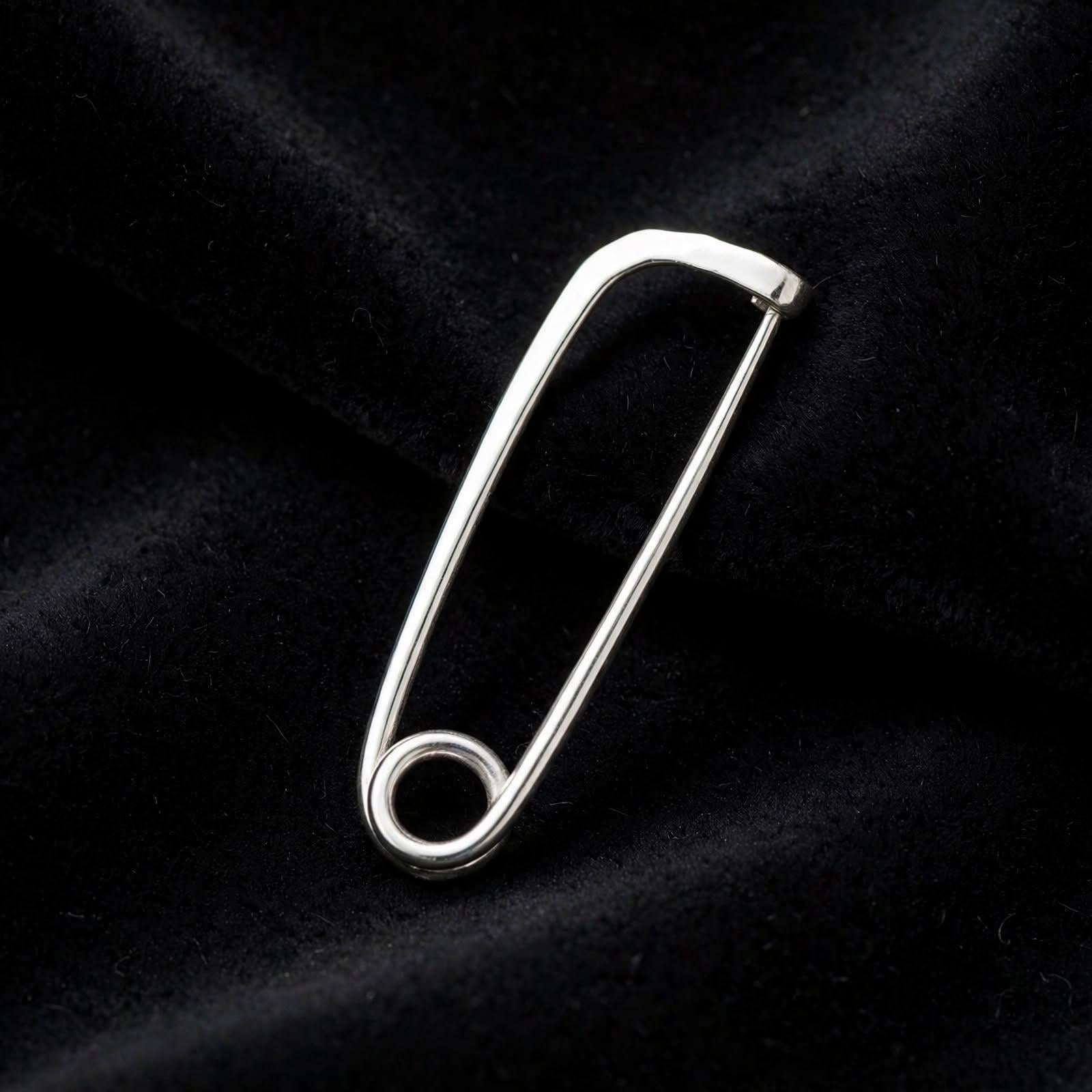 925 Sterling Silver Safety Pin Brooch, Minimalist Modern Shawl Pin