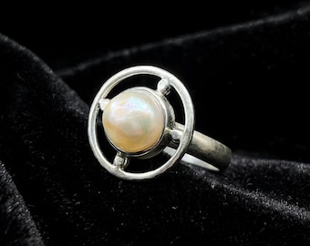 Freshwater Pearl Ring, Solid Sterling Silver, June Birthstone