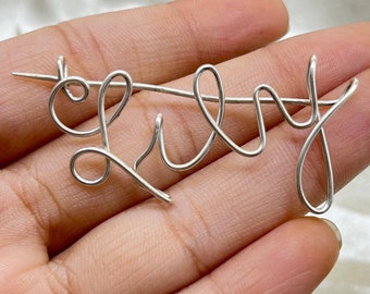 Wire Name Pin, Personalized Name Jewelry, Personalized Name Pin, 925 Sterling Silver Name Brooch, Custom Name Brooches For Women/Men