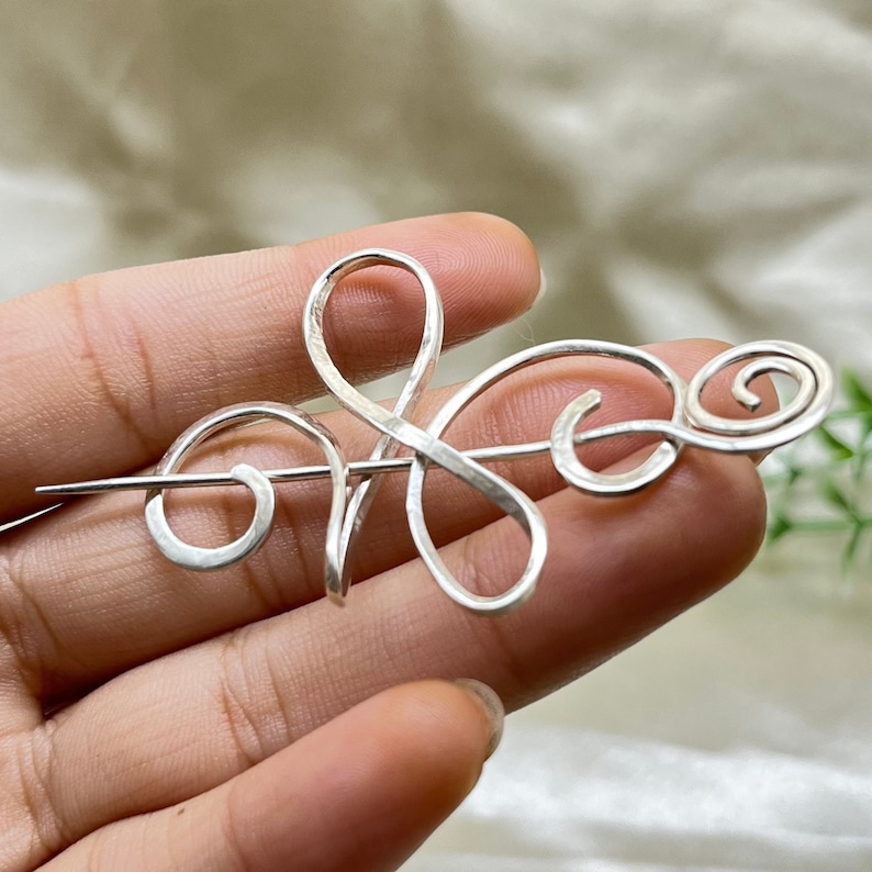 925 Sterling Silver Brooches, Vintage Silver Brooches, Silver Hair Stick Pin,Handmade Celtic Scarf pin ,Boho Silver Scarf Brooch Gifts zdjęcie 2