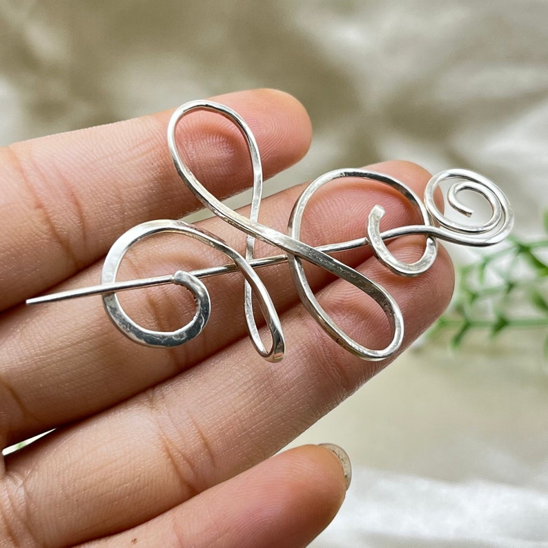 925 Sterling Silver Brooches, Vintage Silver Brooches, Silver Hair Stick Pin,Handmade Celtic Scarf pin ,Boho Silver Scarf Brooch Gifts zdjęcie 5