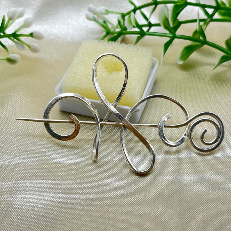 925 Sterling Silver Brooches, Vintage Silver Brooches, Silver Hair Stick Pin,Handmade Celtic Scarf pin ,Boho Silver Scarf Brooch Gifts zdjęcie 7