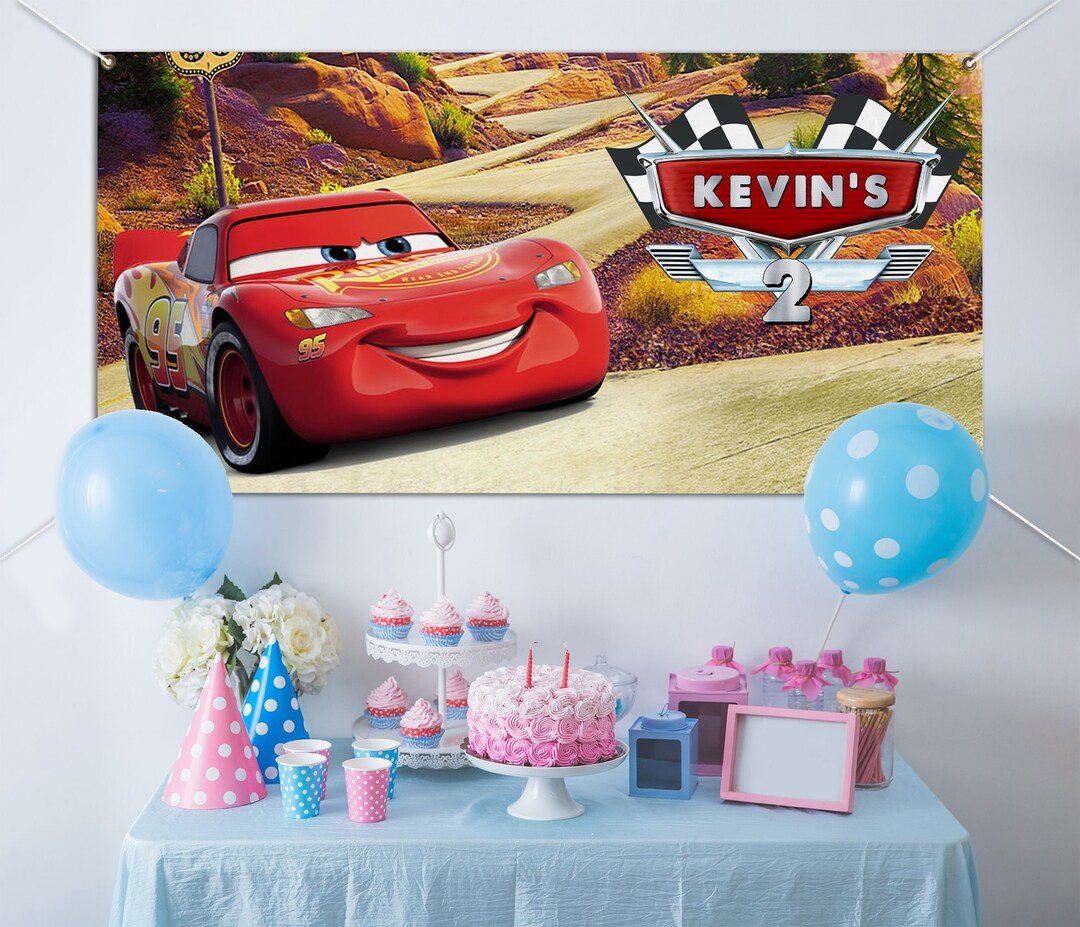 Cars Birthday Lightning Mcqueen Birthday Banner Custom Cars - Etsy