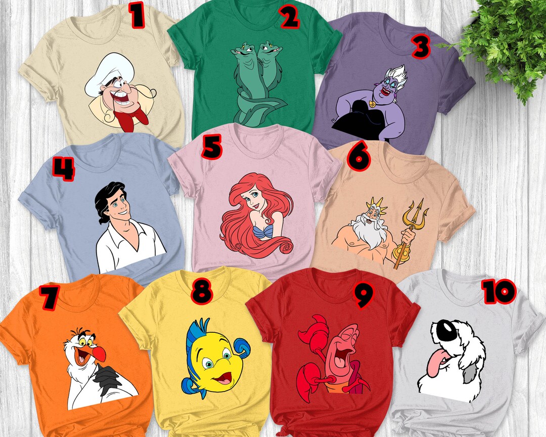 Little Mermaid Shirts Flounder Sebastian Max & Scuttle Etsy