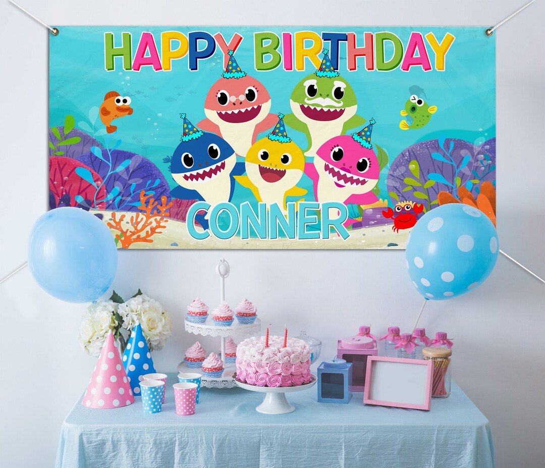 Baby Shark Birthday Party Backdrop/baby Shark Birthday Etsy