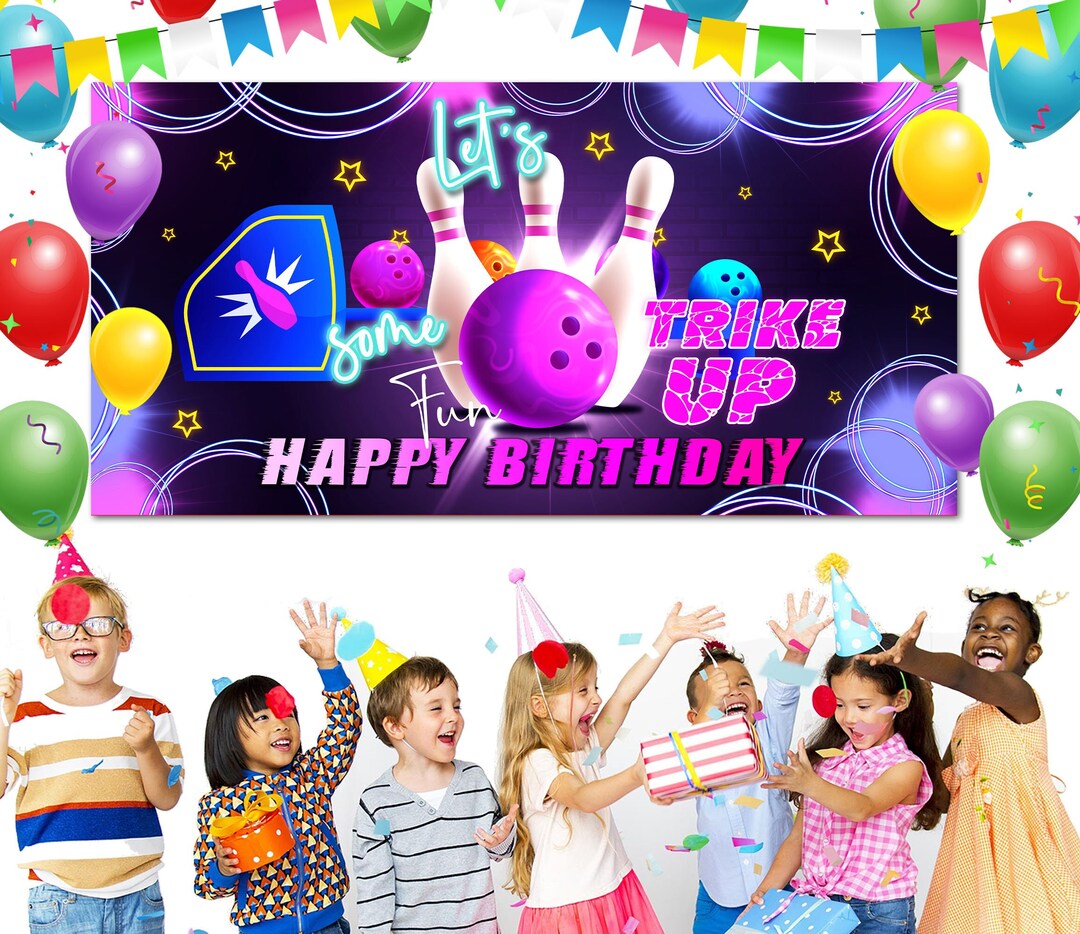 Bowling Birthday Banner/strike up Party Backdrop/custom Etsy