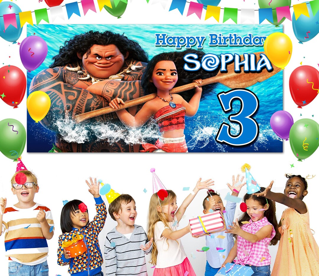 MOANA BABY CHILD Happy Birthday BACKDROP Photo Background Party Banner