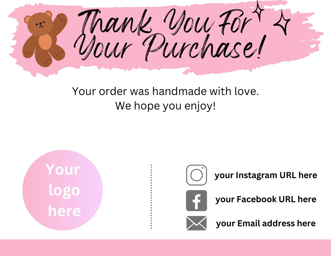 Editable Thank You Card Template Canva - Etsy