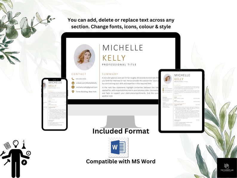 Modern Executive Resume Template for Word | Professional CV With Photo ...