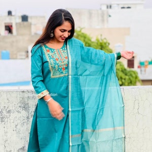 Beautiful women Shalwar Kameez Suit Women Embroidered 3Pc Set Pakistani Indian dress gift Indian Embroidered Rayon Dresses for EID