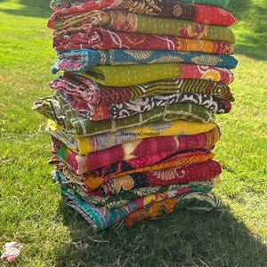 Groothandel veel Indiase vintage kantha-quilt handgemaakte omkeerbare deken