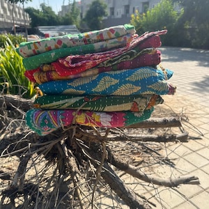 Sale on Vintage Kantha Quilt, Sari Coverlet, Sundance Kantha Throw Recycle, Reversible Blanket Bedspread Cotton Fabric BOHEMIAN 85X55 quilt