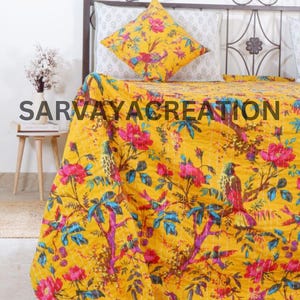 Indian kantha quilt handmade Kantha Throw, Indian Quilts, Cotton Kantha, bohemian quilt, Indian Kantha, Boho Quilt, paradise kantha,