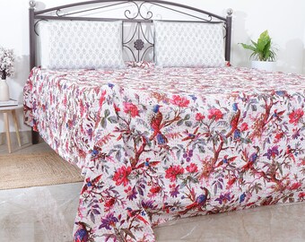 Belle couette Kantha indienne faite main jetée couverture réversible couvre-lit coton tissu Boho boho couette chic couvre-lits