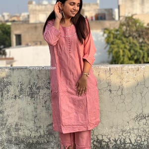 Indian Embroidered Rayon Kurti with Pant and Dupatta for women Gift For Her Ethnic Wear/Traditional Wear Dress 3 Piece Readymade Set
