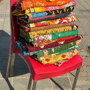 Wholesale Lot of Indian Vintage Kantha Quilt Handmade Throw Reversible Blanket Bedspread Cotton Fabric BOHEMIAN quilt