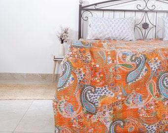 Couette kantha en coton indien Literie jeté de canapé couvre-lit simple/double/king size Couverture faite main cachemire