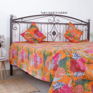 Indian kantha quilt cotton throw blanket bedcover bedding kantha quilt