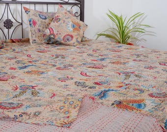 Indian kantha Quilt Handmade Kantha Throw, Indian Quilts, Cotton Kantha, bohemian quilt, Indian Kantha, Boho Quilt, kantha