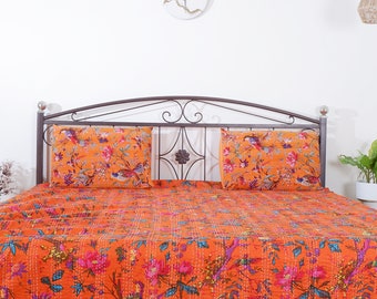 Couette kantha vintage jetée à la main indienne couverture réversible couvre-lit en coton tissu boho boho couette chic couvre-lits