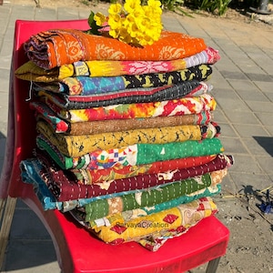 Wholesale Lot Of Indian Vintage Kantha Quilt Handmade Throw Reversible Blanket