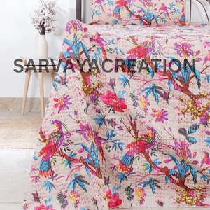 Edredón bohemio, ropa de cama bohemia, edredón kantha, edredón de algodón hecho a mano, decoración del hogar, manta para sofá, colcha Kantha