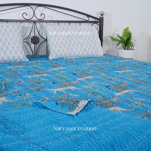 Large Selection : Cotton Kantha Indian Quilts Throw Bedspread Handmade Bedding Blanket Hippie Twin Size Floral Coverlets Boho Hand Quilts