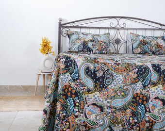 Courtepointe Kantha 100 % coton courtepointe indienne grande taille cousue à la main courtepointe bohème jetée de couette couvre-lit Kantha couettes faites main