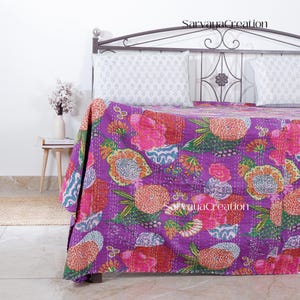 Indian Handmade Quilt Kantha Bed Throw Bedspread Kantha Throw Bedding Bedcover Kantha Blanket Couch Sofa Cover Quilt
