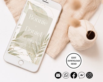 Plantilla electrónica para guardar la fecha, invitación por mensaje de texto, plantilla digital para guardar la fecha, plantilla editable