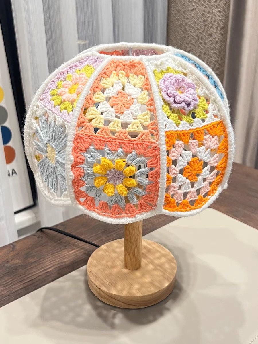 Handwoven Granny Lampshade Crochet Lamp Etsy