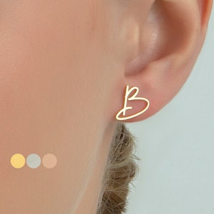 Gold Initial Earrings, Custom Initial Earrings, Personalized Initial Earrings, Personalized Gifts for Women, Mothers Day Gift for Her immagine 1