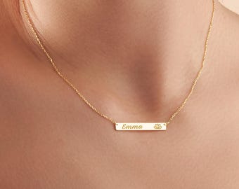 Dainty Bar Necklace, Engraved Bar Necklace, Custom Bar Necklace, Coordinates Necklace, Name Bar Necklace, Gift For Her, Christmas Gifts