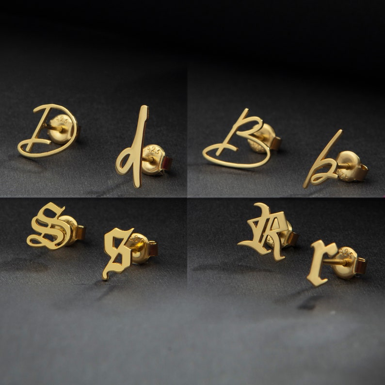 Gold Initial Earrings, Custom Initial Earrings, Personalized Initial Earrings, Personalized Gifts for Women, Mothers Day Gift for Her immagine 6