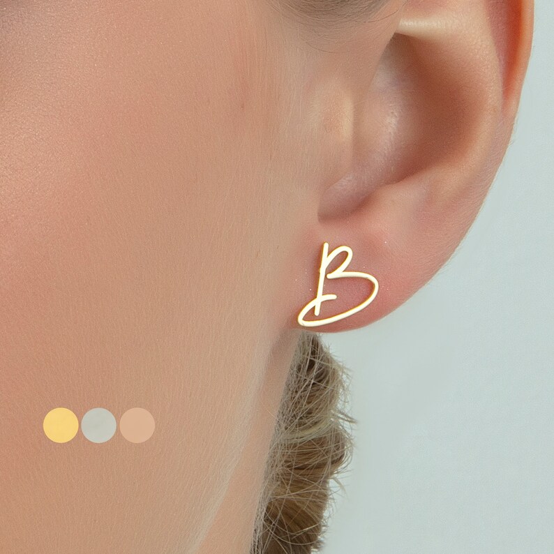 Gold Initial Earrings, Custom Initial Earrings, Personalized Initial Earrings, Personalized Gifts for Women, Mothers Day Gift for Her immagine 1