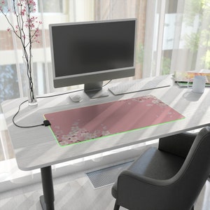 Pink Cherry Blossom RGB Gaming Mousepad - Large Gaming Desk Mat - Stunning Floral Design with Adjustable Lighting image 9