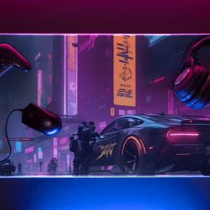 Cyberpunk Cyber City LED Gaming Mouse Pad, XXL Gaming Desk Mat, Cyberpunk, Cyber City, Mousepad