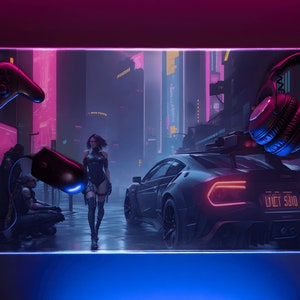 Cyberpunk City LED Gaming Mouse Pad, XXL Gaming Desk Mat, Cyberpunk, Cyber City, Gaming, Futuristic, Mousepad