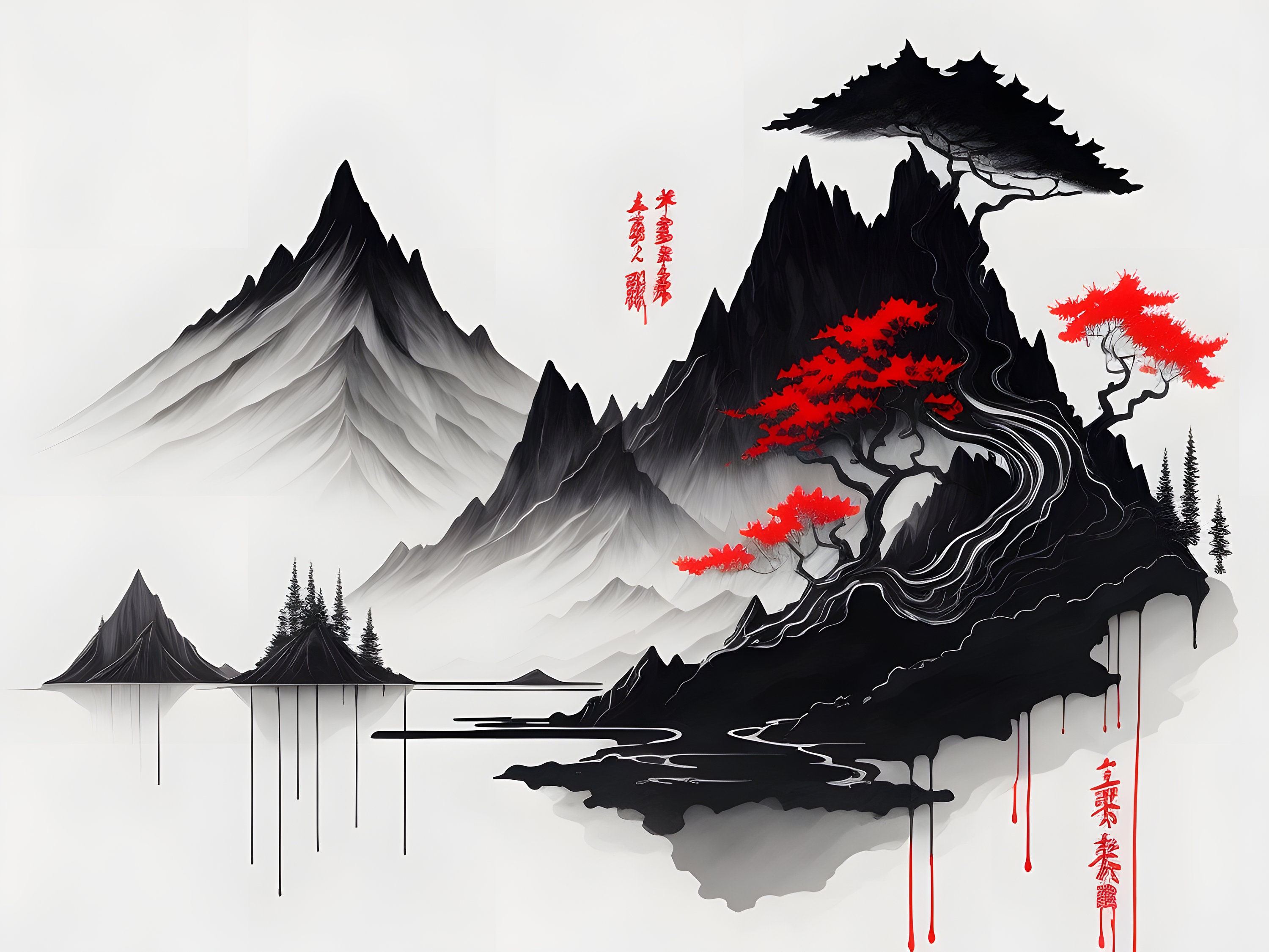 Japanese Desktop Wallpaper, Mountain Landscape, High Quality, Instant ...