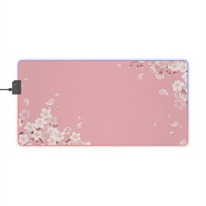 Pink Cherry Blossom RGB Gaming Mousepad - Large Gaming Desk Mat - Stunning Floral Design with Adjustable Lighting image 7