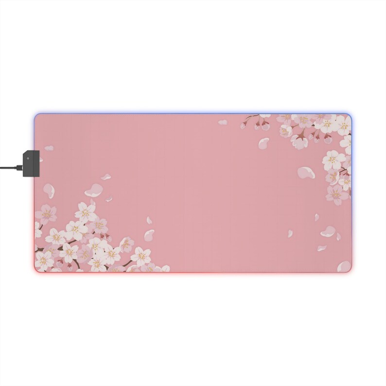 Pink Cherry Blossom RGB Gaming Mousepad - Large Gaming Desk Mat - Stunning Floral Design with Adjustable Lighting image 7
