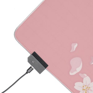 Pink Cherry Blossom RGB Gaming Mousepad - Large Gaming Desk Mat - Stunning Floral Design with Adjustable Lighting image 4