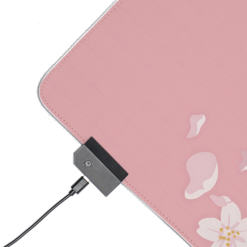 Pink Cherry Blossom RGB Gaming Mousepad - Large Gaming Desk Mat - Stunning Floral Design with Adjustable Lighting image 4