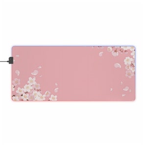 Pink Cherry Blossom RGB Gaming Mousepad - Large Gaming Desk Mat - Stunning Floral Design with Adjustable Lighting image 3