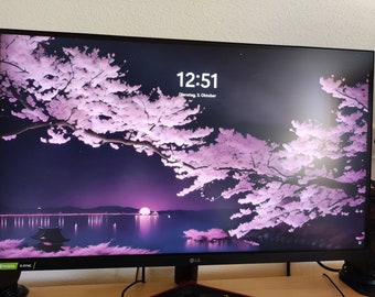 Sakura Cherry Blossom Desktop Wallpaper, Sakura, Cherry Blossom, Moon, Anime, 3552 x 4736 pixels, 4k