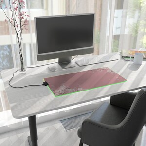 Pink Cherry Blossom RGB Gaming Mousepad - Large Gaming Desk Mat - Stunning Floral Design with Adjustable Lighting image 6